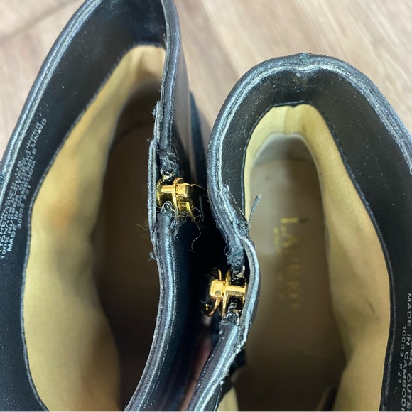 Ralph Lauren Marleigh Womens 11 Black Leather Heeled Booties Ankle Boots Zip Up - Picture 9 of 9